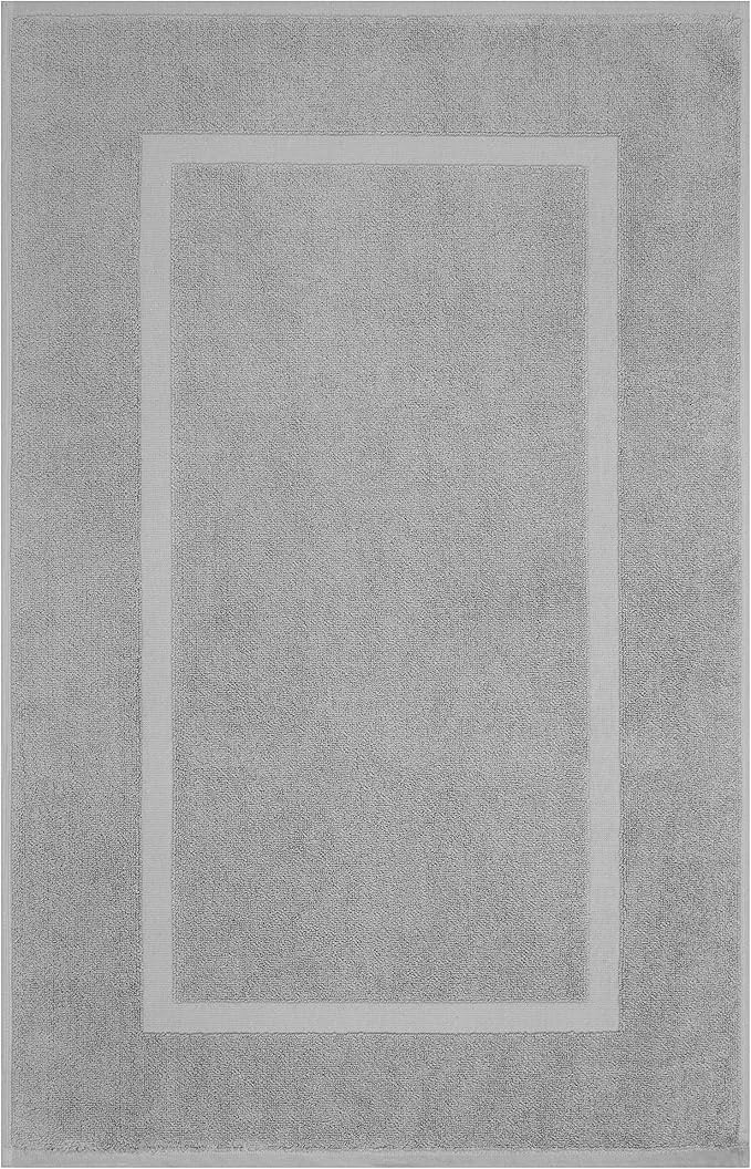 Cotton Paradise 100% Cotton Bath Mats for Bathroom Floor Set of 2 Pack, 20x34 Soft Absorbent Washable Quick Dry Tub Bathmat, Light Gray Towel Bath Mat