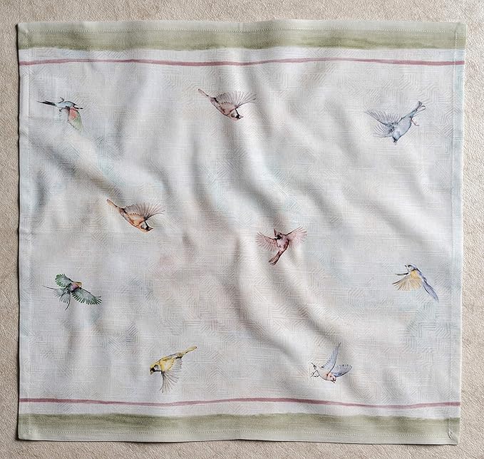 Maison d' Hermine Cloth Napkins Set of 4 100% Cotton Everyday Reusable Square Napkins Cloth Washable, Dinner, Party, Wedding, Restaurant, Spring/Summer (Flying Birds, 20" x 20")