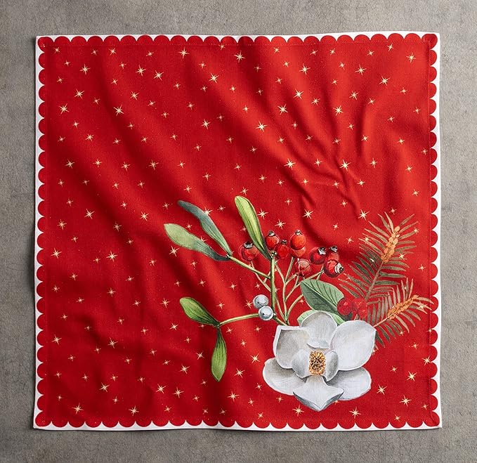 Maison d' Hermine Cloth Napkins Set of 4 100% Cotton Everyday Reusable Square Napkins Cloth Washable, Dinner, Party, Wedding, Restaurant (Noel, 20" x 20")