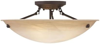 Livex Lighting 5626-07 Home Basics 3 Light Bronze Semi Flush Mount with Honey Alabaster Glass