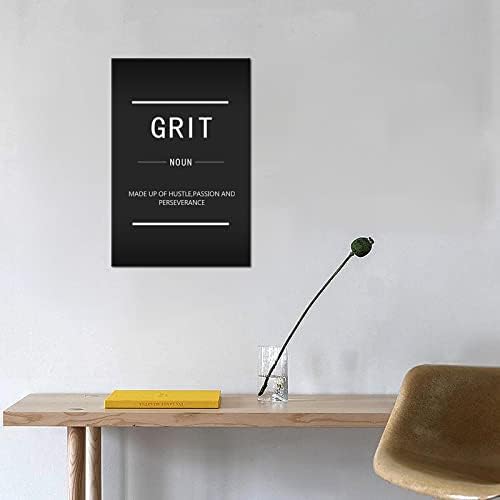 Motivational Canvas Wall Art Painting Poster Grit Noun Inspirational Entrepreneur Quotation Office Decoration Print Frame Artwork [12''W X 18''H]