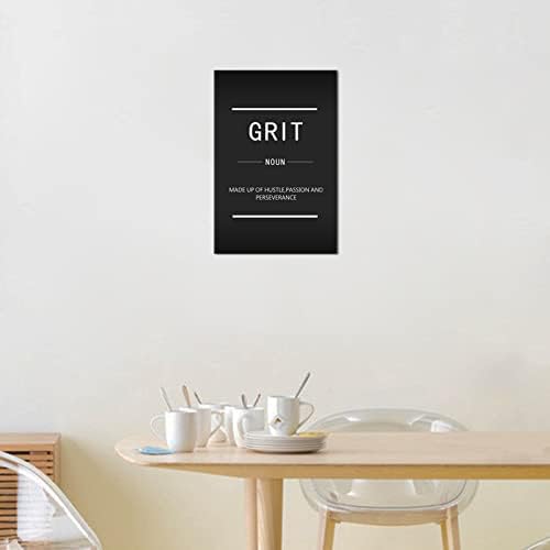 Motivational Canvas Wall Art Painting Poster Grit Noun Inspirational Entrepreneur Quotation Office Decoration Print Frame Artwork [12''W X 18''H]