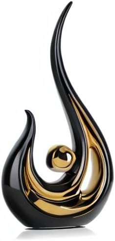 LCCCK Black Gold Abstract Figurine Statues for Home Decor – Modern Ceramic Sculpture Accent, Decorative Statues for Living Room, Shelf, TV Stand, Office or Coffee Table Centerpiece Art Decoration