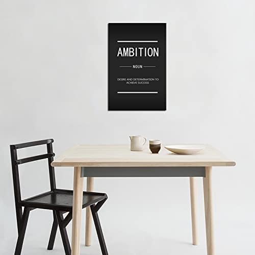 Inspirational Canvas Wall Art Inspiring Entrepreneur Quotes Ambition Noun Inspiration Painting Poster Print Artwork Office Wall Decoration Bedroom Living Room Frame Ready to Hang[12''W X 18''H]