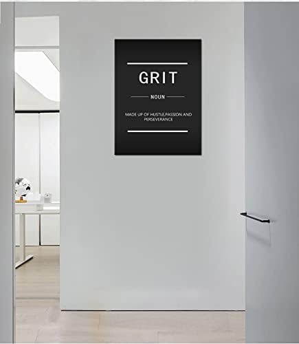 Inspirational Canvas Wall Art Inspirational Poster Print Entrepreneur Quotes Grit Noun Picture Wood Frame Artwork Office Decoration Living Room Office Home Frame Ready to Hang[30″W X 40″H]