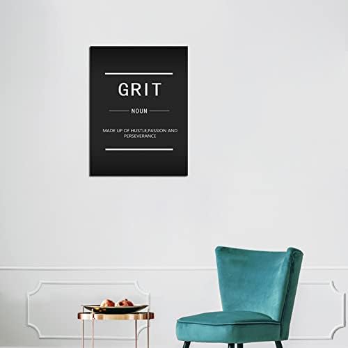 Grit Noun Motivational Canvas Poster Print Artwork Inspiring Entrepreneur Quotes Picture Office Wall Decoration Living Room Home Decoration Frame Ready to Hang[18" W x 24" H]