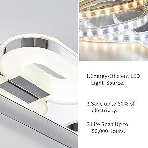 Modern LED 5 Lights Vanity Light for Bathroom Modern Vanity Light Fixture Wall Sconce 33 Inch Natural White Light (Chrome)