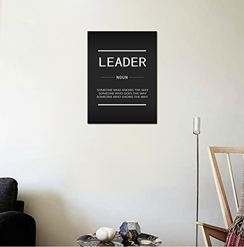 Leader Noun Inspirational Wall Art Inspiring Entrepreneur Positive Quotes Poster Motivational Proverbs Office Decoration Home Wall Decoration Artwork Frame Ready to Hang[18" W x 24" H]