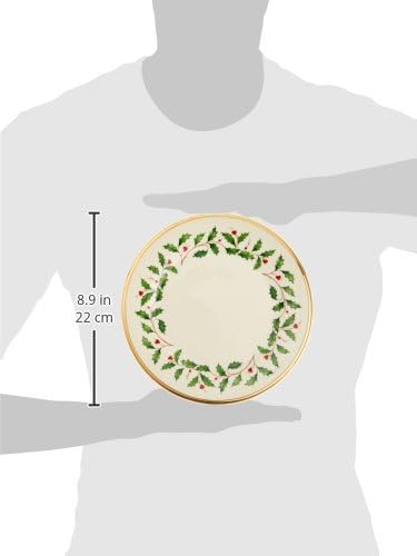 Lenox Holiday 6-Piece Salad Plates Dinnerware Set, Service For 6, Porcelain, Dishwasher Safe, Round Plates Set, Ivory Red & Green, Perfect for Gatherings, Hosting, Christmas Dinnerware (Ivory 6 Piece)