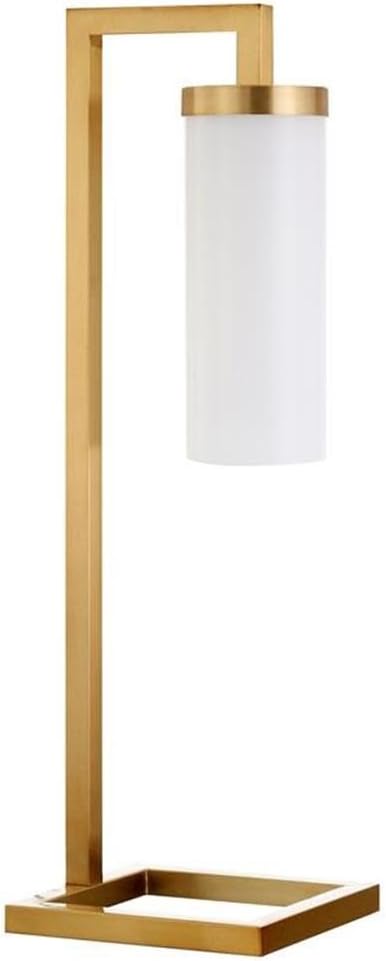 Henn&Hart 26" Tall Table Lamp with Glass Shade in Brass/White Milk, Lamp, Desk Lamp for Home or Office