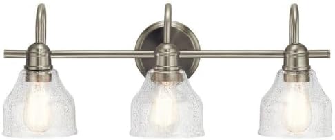 Kichler Avery 24" Vanity Bath Light in Brushed Nickel, Vintage 3-Light Bathroom Wall Mount Fixtured with Clear Seeded Glass, (24" W x 9.25" H), 45973NI