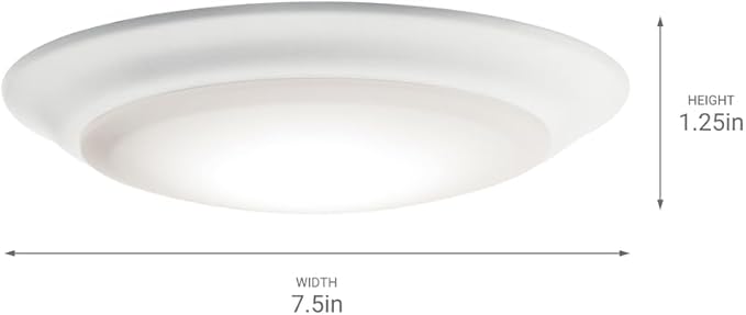 Kichler Gen I LED Downlight in White, 7.5" Ceiling Flush Mount Interior Dimmable Light, 3000K, (7.5" x 1.5"), 43846WHLED30