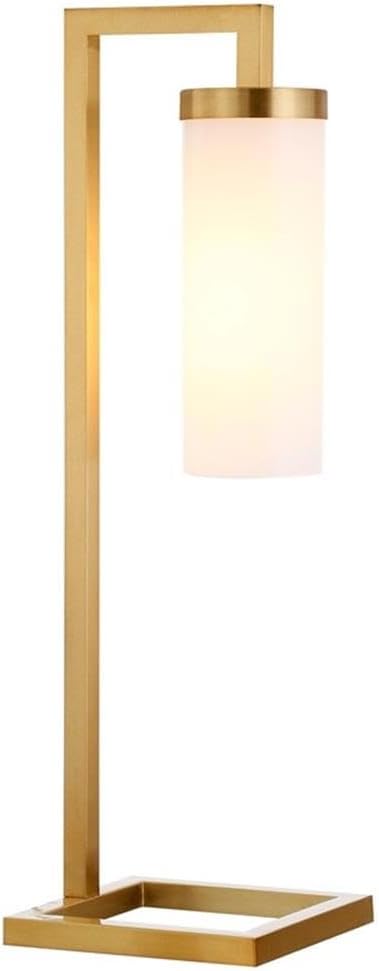 Henn&Hart 26" Tall Table Lamp with Glass Shade in Brass/White Milk, Lamp, Desk Lamp for Home or Office