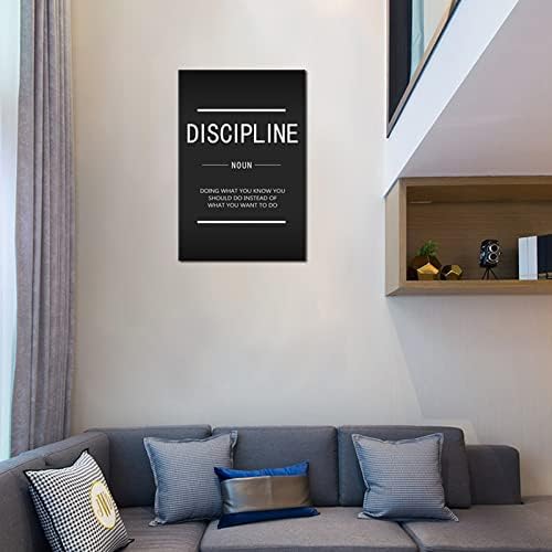 Inspirational Entrepreneur Proverb Discipline Noun Wall Art Canvas Artwork Printmaking Painting Poster Home Decor Gym Office Company Frame Ready to Hang[24''W x 36''H]