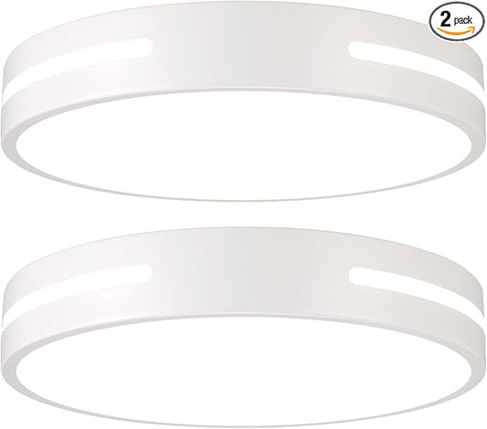 LED Ceiling Light Flush Mount 24W, White Bedroom Light Fixture Ceiling Mount Dimmable 2 Pack, 12 inch Close to Ceiling Light Fixture 5CCT for Kitchen, Bathroom, Living Room