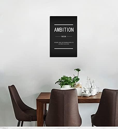 Inspirational Canvas Wall Art Inspiring Entrepreneur Quotes Ambition Noun Inspiration Painting Poster Print Artwork Office Wall Decoration Bedroom Living Room Frame Ready to Hang[12''W X 18''H]