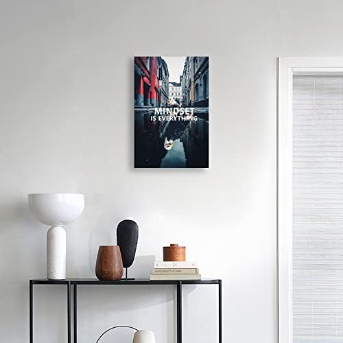 Mindset is Everything Inspirational Dove and Eagle Inspirational Wall Art Canvas Frame Decoratio Print Artwork Office Home Decoration [12''W X 18''H]