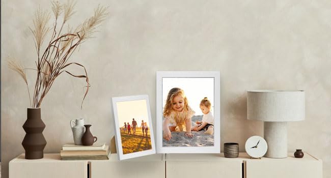 8x10 Picture Frame Set of 3, Made of Real Glass for 8x10 White Composite Wood Frames, Wall and Tabletop Display Photo Frame for Gallery Family Wedding Memorial Pic Frame Best Gift