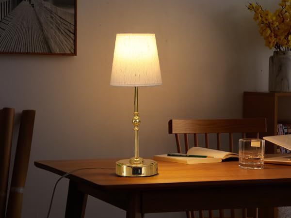 Bedside Table Lamp for Bedroom with 2 USB Charging Ports Minimalist Modern Small Gold Nightstand Lamp 3-Way Dimmable Touch Desk Lamp for Living Room Home Office Dorm,LED Bulb Included