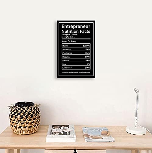 Entrepreneur Nutrition Facts Canvas Wall Art Motivational Quotes Poster Inspiring Entrepreneurship Hustle and Bustle Success Pictures Printed Artwork Office Home Decor Ready to Hang[12''W X 18''H]