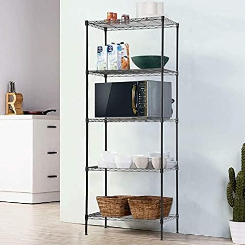 PayLessHere | 5-Tier Wire Shelf | 24"x14"x60" | Black | Adjustable Racks | Heavy-Duty Storage Shelves, Holds Upto 750 lbs | Rust-Resistant, No-Tool Assembly | for Home, Garage Shelving
