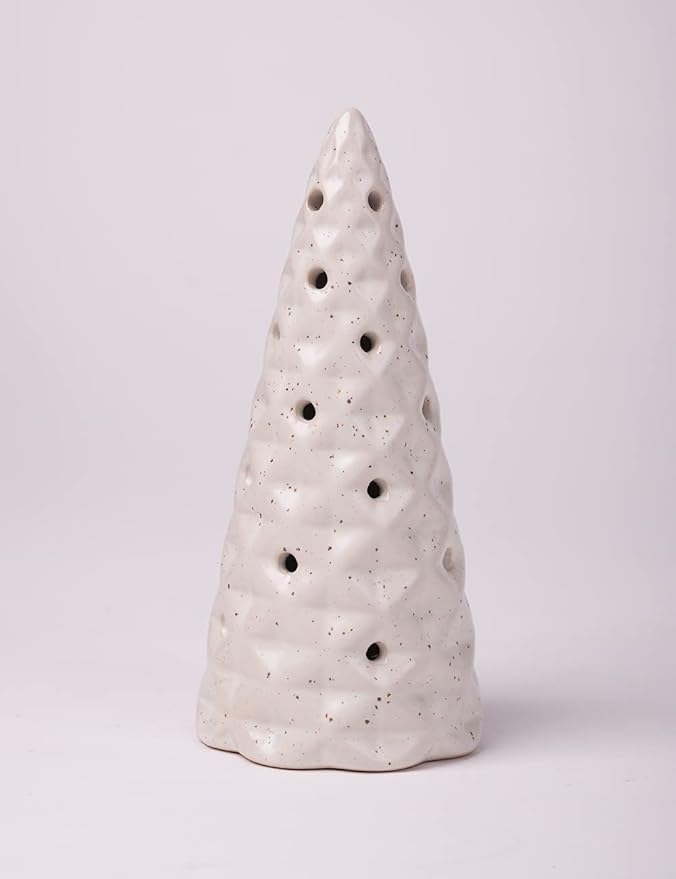 HAUCOZE 3pcs Christmas Figurine Decor Tree Statue Modern Sculpture Home Gifts Table Centerpiece Crafts Ceramic Arts 5.9inch