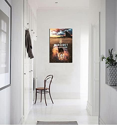 Motivational Inspiration Posters Lion king Mindset is Everything Wall Art Canvas Painting Print Poster Artwork Home Decoration Living Room Bedroom Office Frame Ready to Hang[24''W x 36''H]