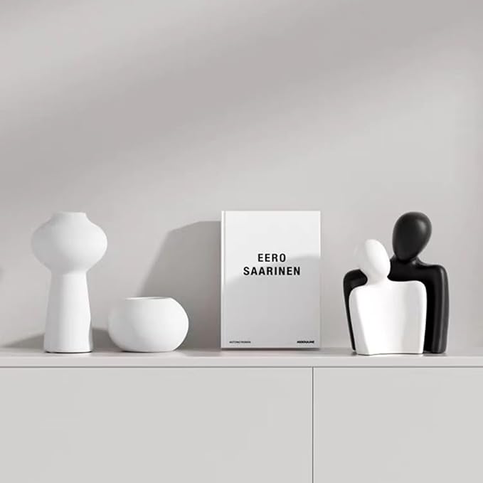 Couple Sculptures for Home Decor,Hugging Figurines,Modern Romantic Sculptures for Living Room Bedroom Office Decor,Gift for Anniversary Valentine（Black+White）