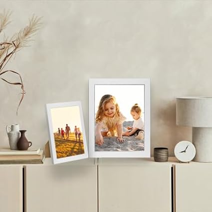 Picture Frame white 4x6 with mat 3.5x5 Modern Style Wood Composite frames set of 12-white textured frame with Tempered glass table or wall display picture frame for home decor
