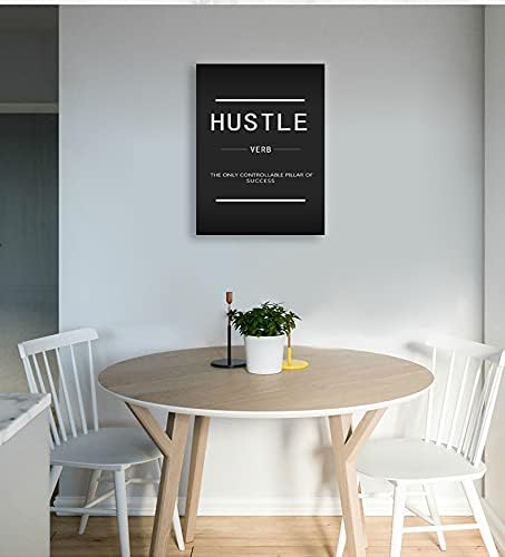 Canvas Wall Art Hustle Verb Inspirational Entrepreneur Canvas Painting Modern Inspiring Quote Quotes Poster Printing Artwork Home Office House Decoration Frame Ready to Hang[30″W X 40′'H]