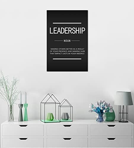 Inspirational Canvas Wall Art Leadership Noun Office Decoration Inspiring Entrepreneur Positive Quotes Inspiration Painting Poster Print Artwork Home Frame Ready to Hang[12''W X 18''H]