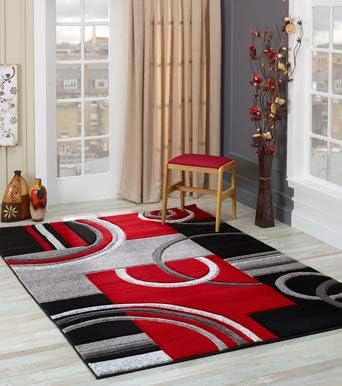 GLORY RUGS Area Rug Modern Soft Hand Carved Contemporary Floor Carpet with Premium Fluffy Texture for Indoor Living Dining Room and Bedroom Area (4x6, Red)