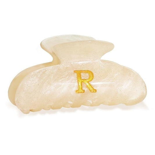 Acrylic Letter Hair Clips for Women - Monogram Hair Claw Alphabet Large Hair Clip, Fashion Glitter Claw Clips Elegant And Durable Hair Accessory, Letter R