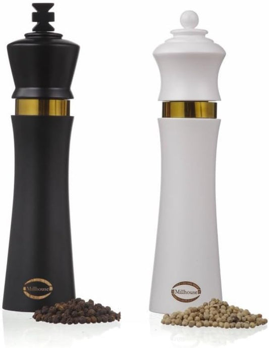 King & Queen Chess Piece Pepper Grinder, Set of 2 Salt and Pepper Grinder set Manual, Refillable Salt and Pepper Mills, Perfect Kitchen Decor, Essential Kitchen Gift for Chess Enthusiasts (9 Inch)