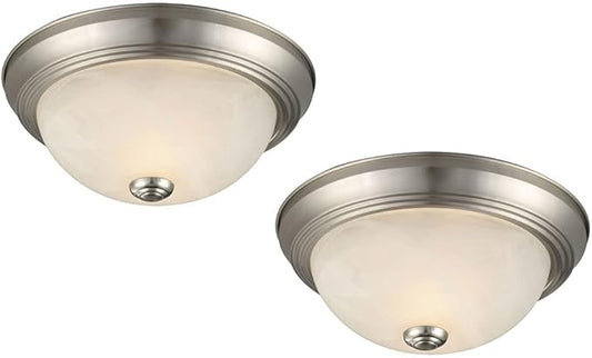 Design House Ceiling Light, Flush Mount, Dimmable, Uses (2) 60W Bulbs, Satin Nickel, 11.25 in D x 4.75 in H, 2-Pack Includes Two Ceiling Lights, 587527