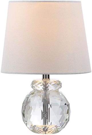 SAFAVIEH Lighting Collection Eunice Modern Glam Clear Crystal 13-inch Bedroom Living Room Home Office Desk Nightstand Round Table Lamp (LED Bulb Included)