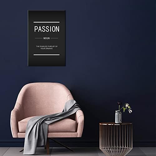 Inspirational Wall Art Motivational Entrepreneur Quotes Passion Noun Canvas Painting Posters Print Artwork Office Decoration Frame [12''W X 18''H]
