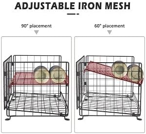 Adjustable Rack Organizer, Stackable 2-Tier Storage for Kitchen Pantry Cabinet, Can Holders for Food, Multifunctional Dispenser for Snacks Soda-3 Pack