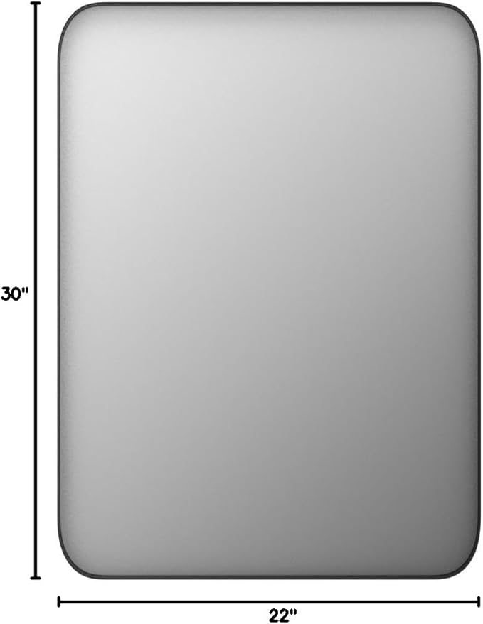 Sweetcrispy Black Bathroom Vanity Mirror for Wall, 22x30 Inch Metal Framed Wall Mirror Farmhouse Rectangle, Anti-Rust, Tempered Glass, Hangs Horizontally or Vertically