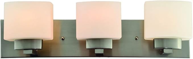 Design House Dove Creek Vanity Light, Dimmable, Frosted Glass, 3 Lights, Bathroom, Satin Nickel, 24 in x 6 in x 6.5 in, Item 578005