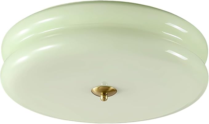 KCO Lighting Mid Century Modern LED Ceiling Lights Mint Green Glass Ceiling Lamp Large Hallway Ceiling Light Nordic Vintage Round Semi Flush Ceiling Light Fixture