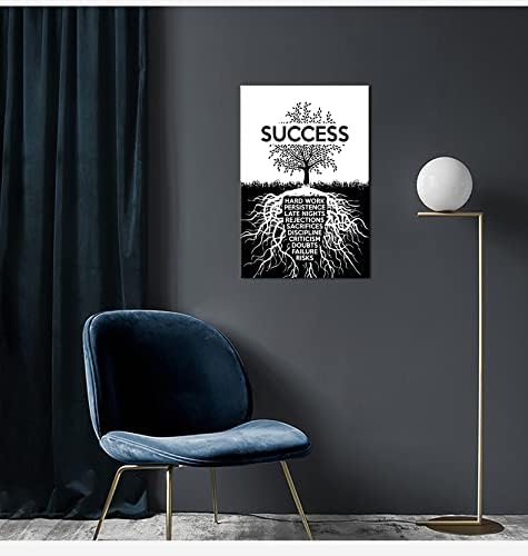 Inspirational Success Tree Wall Art Painting Canvas Entrepreneur Quotes Posters Prints Artwork Motivational Office Gym Decoration Frame[12''W X 18''H]
