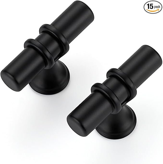 15 Pack Matte Black Cabinet Knobs - Kitchen Cabinet Knobs Cabinet Pulls for Kitchen Cabinet Drawer Stainless Steel Dresser Knobs for Cabinet Hardware 2in Length Single Hole