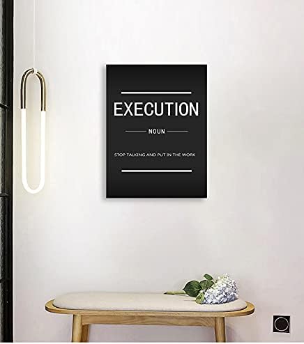 Motivational Canvas Wall Art Inspirational Entrepreneur Painting Canvas Quote Execution Noun Poster Inspirational Picture Artwork Home Office Classroom Decoration Ready to Hang[30″W X 40′'H]