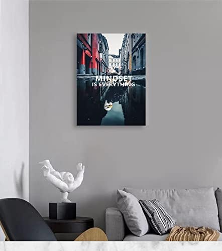 Inspirational Canvas Wall Art Dove and Eagle Animal Poster Mindset is Everything Painting Art Modern Home Decoration Frame Living Room Bedroom Ready to Hang[18" W x 24" H]