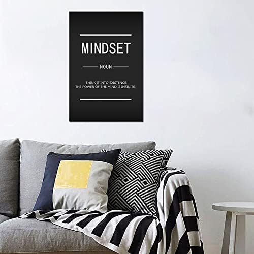 Motivational Canvas Wall Art Mindset Noun Painting Poster Office Decoration Inspirational Entrepreneur Positive Quotes Inspiration Picture Company Wall Decoration Frame Ready to Hang[12''W X 18''H]