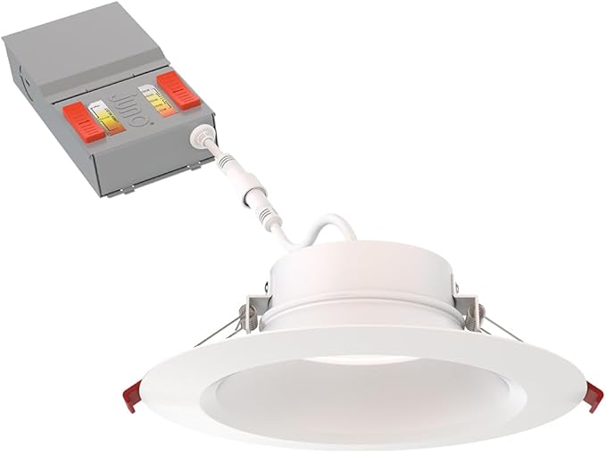 Juno LED Recessed Lights 6 Inch Round Wafer Downlight, 5-in-1 Switchable White Color Temperature, Adjustable Brightness, Deep Regressed Smooth Trim, 6-Inch, Matte White
