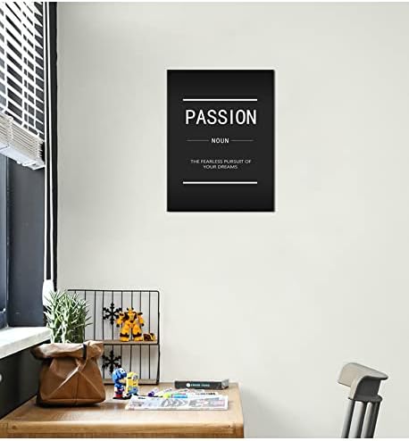 Motivational Office Art Passion Noun Inspirational Frame Poster Wall Pictures HD Print Blackground Artwork Home Wall Painting Library Study Room Decoration Ready to Hang[18" W x 24" H]