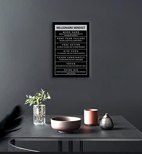 Entrepreneur Proverbs Millionaire Mindset Canvas Wall Art Painting Poster Print Artwork Office Decoration Studio Frame Ready to Hang [12''W X 18''H]