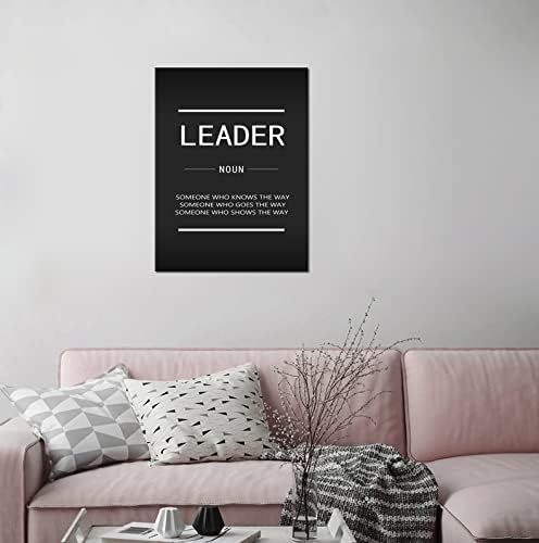 Leader Noun Inspirational Wall Art Inspiring Entrepreneur Positive Quotes Poster Motivational Proverbs Office Decoration Home Wall Decoration Artwork Frame Ready to Hang[18" W x 24" H]